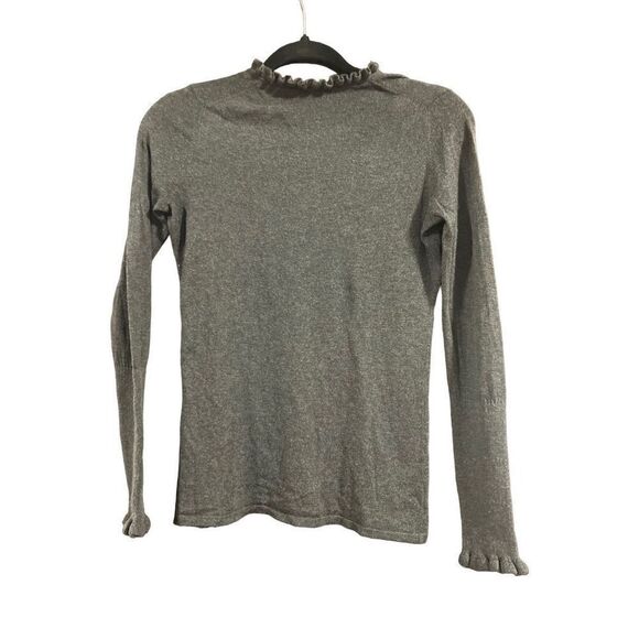 Carlisle Collection Silk and Cashmere Ruffle Sweater Size Small Charcoal Grey Gr - Picture 7 of 9